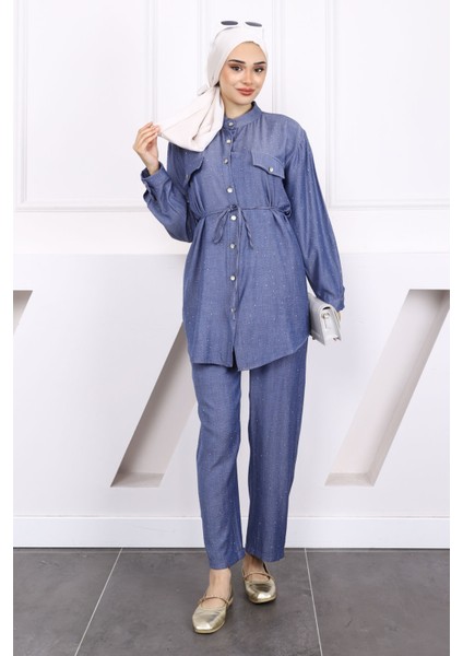 Lacivert Taşlı Tunik Pantolon Takım fiyatları