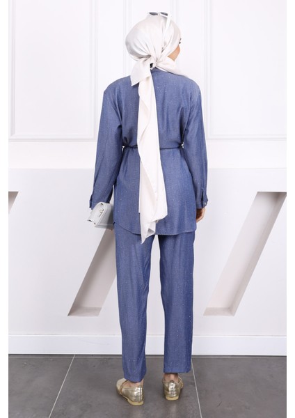 Lacivert Taşlı Tunik Pantolon Takım fırsatları