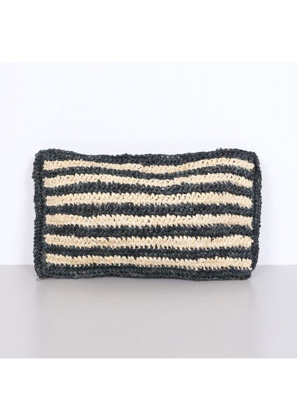 Mylamp Çift Yön Örgü 30X50 Cm. Doğal & Siyah Rafya Kırlent