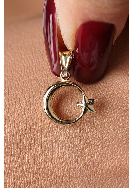 14 Ayar Altın Mini Ay Yıldız Kolye Ucu