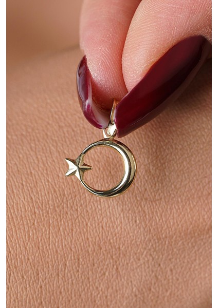 14 Ayar Altın Mini Ay Yıldız Kolye Ucu indirimleri