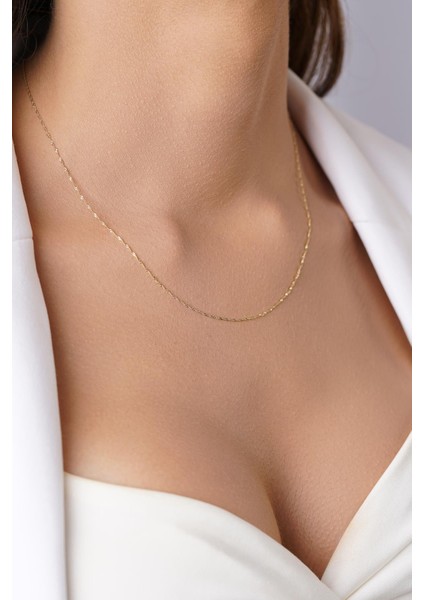 14 Ayar Altın Baby Singapur Zincir Kolye 0.75 mm