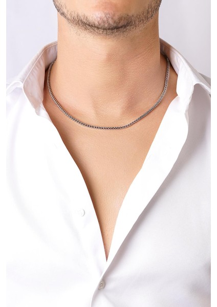 14 Ayar Altın Kare Tondo Zincir Erkek Kolye 3.25 mm