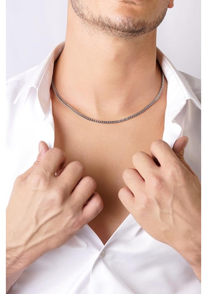 14 Ayar Altın Kare Tondo Zincir Erkek Kolye 3.25 mm modelleri