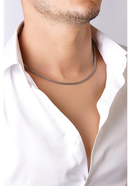 14 Ayar Altın Kare Tondo Zincir Erkek Kolye 3.25 mm fırsatları