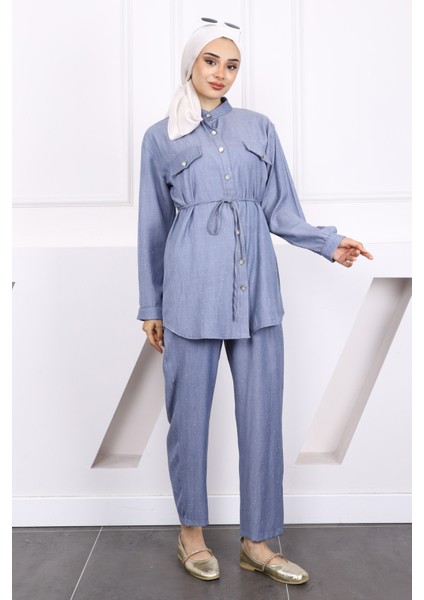 Mavi Taşlı Tunik Pantolon Takım fiyatları