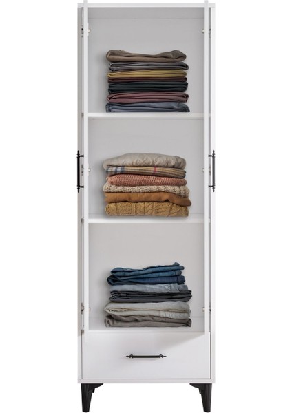 Dolap, Blesk 2 Kapaklı Çekmeceli Raflı Beyaz Dolap Gardırop fırsatları