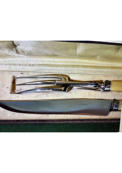 1960 Lar Fransız Gümüş Kaplama Servis Seti Çatal 25,5 cm Bıçak 30 cm modelleri
