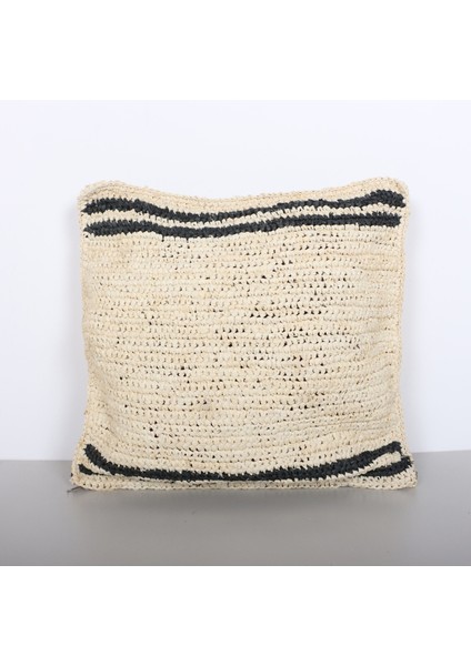 Mylamp Çift Yön Örgü 47X47CM. Doğal & Siyah Rafya Kırlent