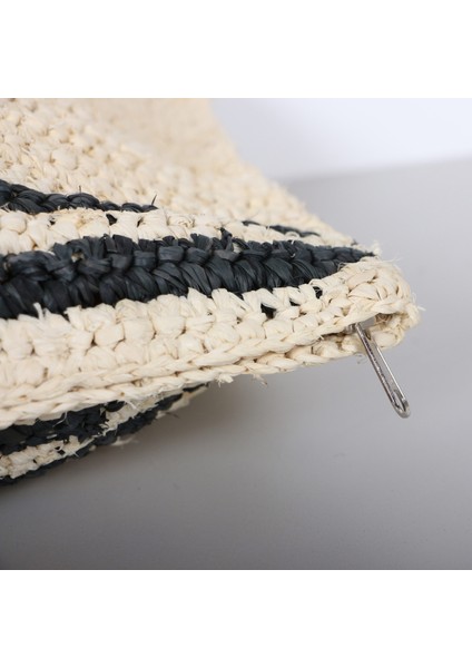 Mylamp Çift Yön Örgü 47X47CM. Doğal & Siyah Rafya Kırlent modelleri