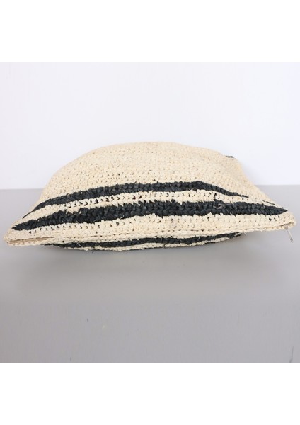Mylamp Çift Yön Örgü 47X47CM. Doğal & Siyah Rafya Kırlent fırsatları