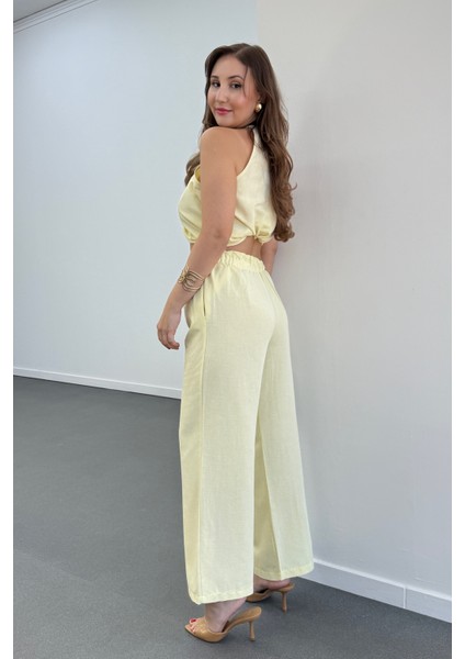 Lenora Keten Kruvaze Halter Yaka Bluz ve Pantolon Takım fiyatları