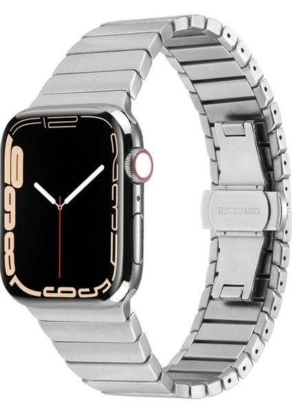 Apple Watch 8 41MM ile Uyumlu Balık Sırtı Paslanmaz Çelik Kordon - FC1099