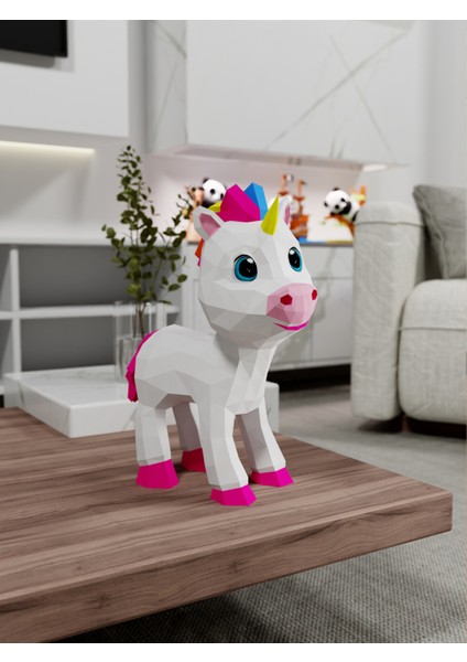 Yavru Unicorn 3D Kağıt Maket | Kız Çocuk Odası Duvar Süsü | Eğitici Kendin Yap Aktivite fiyatları