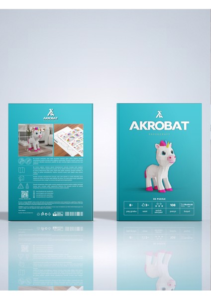 Yavru Unicorn 3D Kağıt Maket | Kız Çocuk Odası Duvar Süsü | Eğitici Kendin Yap Aktivite