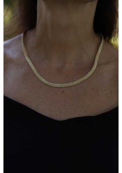 14 Ayar Altın Kalın Örme Halat Zincir Gerdanlık