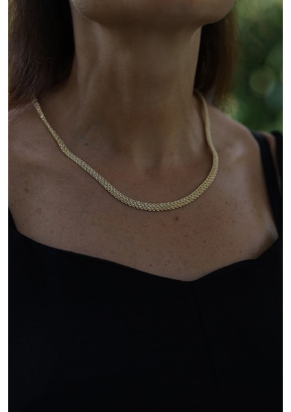 14 Ayar Altın Kalın Örme Halat Zincir Gerdanlık fırsatları