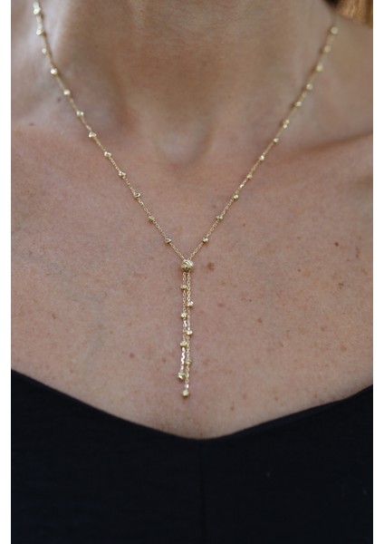 14 Ayar Altın Force Zincirli Minik ve Büyük Dorika Toplu Sallantılı Kolye fiyatları