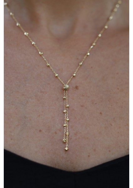 14 Ayar Altın Force Zincirli Minik ve Büyük Dorika Toplu Sallantılı Kolye modelleri