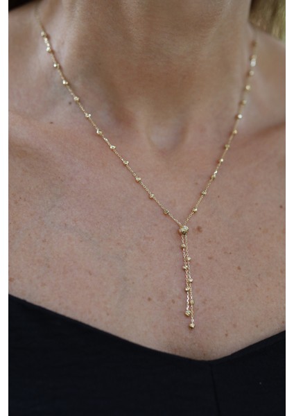 14 Ayar Altın Force Zincirli Minik ve Büyük Dorika Toplu Sallantılı Kolye fırsatları