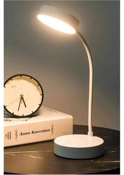 Şarjlı Dokunmatik 3 Kademe 20 LED Çalışma Okuma Işığı Flexible Berlin Masa Lambası Beyaz