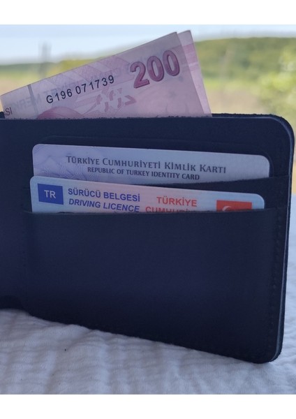 Hakiki Deri Cüzdan Siyah Renk - 6 Kartlık + Nakit Bölmeli - Cep Boyu Şıklık modelleri