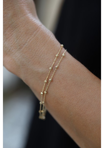 14 Ayar Altın Force Çift Zincirli Dorika Detaylı Bileklik fiyatları