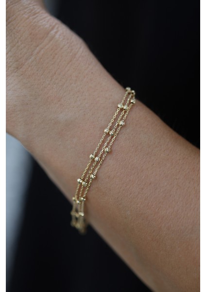 14 Ayar Altın Force Üç Zincirli Dorika Detaylı Bileklik fiyatları