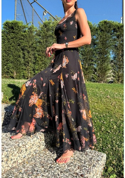 Çift Katlı Maxi Şifon Elbise