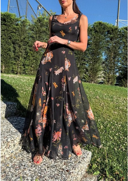 Çift Katlı Maxi Şifon Elbise fiyatları