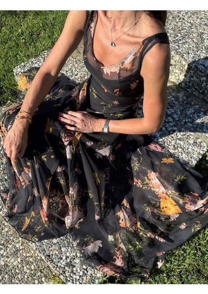 Çift Katlı Maxi Şifon Elbise modelleri