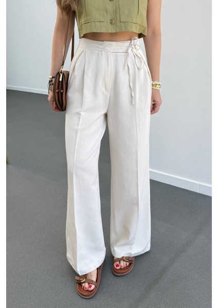 Maja Yandan Bağlamalı Keten Pantolon
