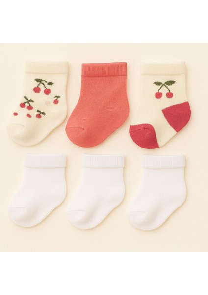 6'lı Bebek Çorap Seti – Desenli & Düz Renkli, Yumuşak Pamuklu