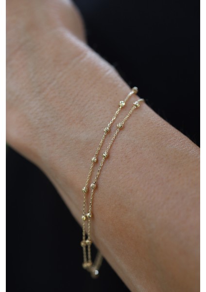 14 Ayar Altın Force Çift Zincirli Dorika Detaylı Bileklik indirimleri