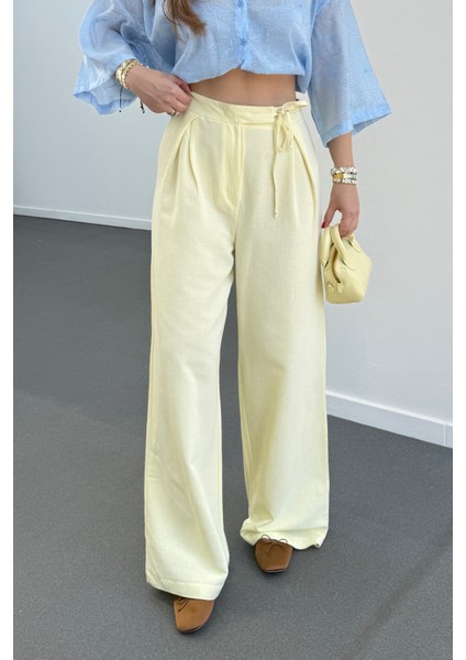 Maja Yandan Bağlamalı Keten Pantolon