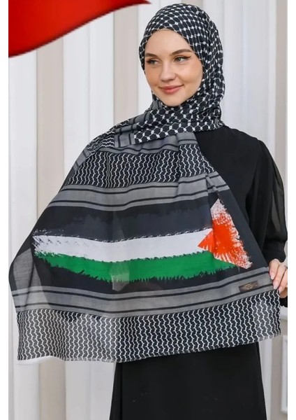 Istanbul Style Moda Unisex Günlük Kullanıma Uygun Puşi Şal Kefiye Filistin Bayrak Fular AFL2364