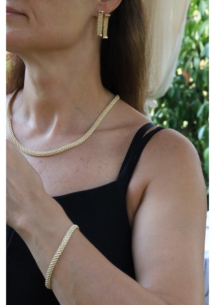 14 Ayar Altın Kalın Örme Halat Zincir Set fiyatları