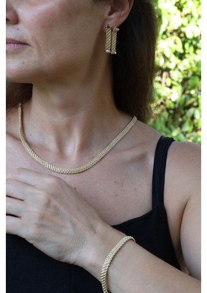 14 Ayar Altın Kalın Örme Halat Zincir Set modelleri