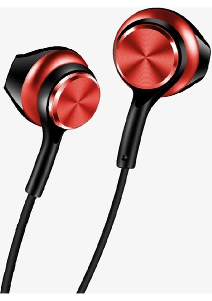 Ekstra Bass Kablolu Kulaklık , Linktech H75 Kırmızı Type-C Mikrofonlu Metal Kablolu Kulaklık , Premium Type-C Kablolu Kulaklık