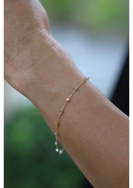 14 Ayar Altın Force Zincirli Küp Detaylı Bileklik