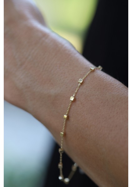 14 Ayar Altın Force Zincirli Küp Detaylı Bileklik indirimleri