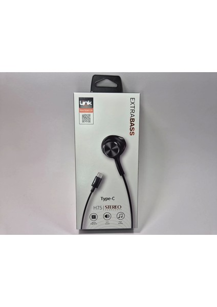 Ekstra Bass Kablolu Kulaklık , Linktech H75 Siyah Type-C Mikrofonlu Metal Kablolu Kulaklık , Premium Type-C Kablolu Kulaklık fiyatları