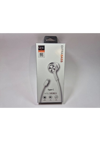 Ekstra Bass Kablolu Kulaklık , Linktech H75 Beyaz Type-C Mikrofonlu Metal Kablolu Kulaklık , Premium Type-C Kablolu Kulaklık fiyatları