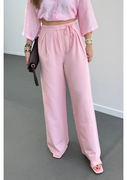 Maja Yandan Bağlamalı Keten Pantolon