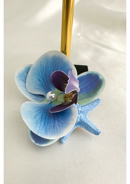 Mavi Inci Detay Orkide Saç Yan Toka(9cm) modelleri
