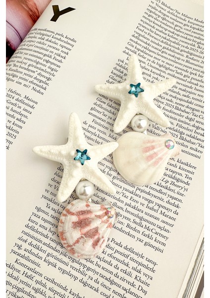 Taş Inci Detay Deniz Yıldızı Deniz Kabuğu Figürlü Ikili Yan Toka(9cm) fırsatları