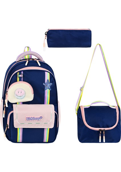 Kawaii Kore Model Kapaklı Lüks Kız Çocuk Ortopedik İlkokul Çantası Folyolu Beslenme, Kalemlik