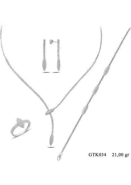 925 Ayar Gümüş Kurşun Pırlanta Montür Su Yolu Bayan Düğün Seti Kolye,bileklik,küpe,yüzük