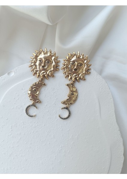 Vintage Güneş Uzun Küpe