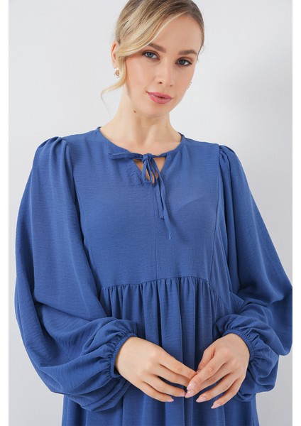 Kadın Balon Kol Uzun Tesettür Elbise 2464 - Saks fırsatları